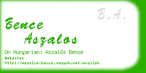 bence aszalos business card
