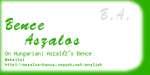 bence aszalos business card